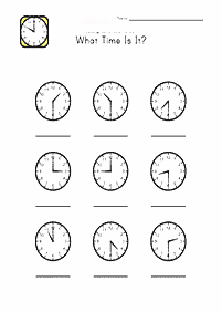 Aprender a leer la hora (reloj) – hoja de actividad 9