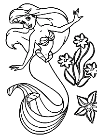 Ariel – páginas de La Sirenita para colorear– página 2