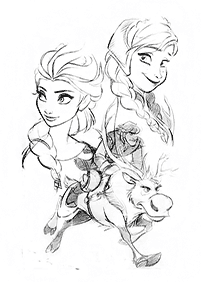 Páginas para colorear de Elsa y Ana – página 6