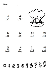 बच्चों के लिए अंक घटाना - वर्कशीट (कार्यपत्रक) 102