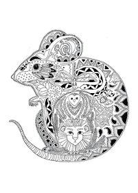 マンダラの動物の塗り絵 - 42