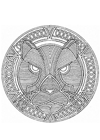 マンダラの動物の塗り絵 - 9ページ目