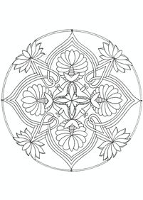 塗り絵するマンダラの花 - 24