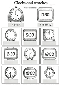 시간말하기 (시계) –학습지 2
