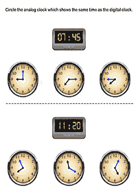 시간말하기 (시계) –학습지 34
