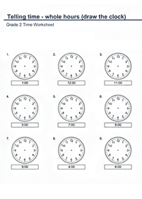 시간말하기 (시계) –학습지 36