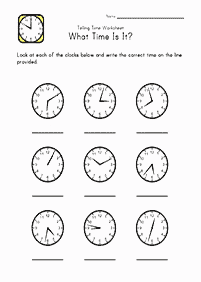시간말하기 (시계) –학습지 37