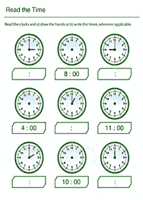 시간말하기 (시계) –학습지 45