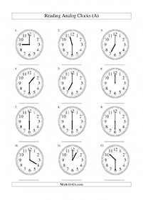 시간말하기 (시계) –학습지 62