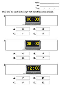 Dizendo as horas (relógio) - ficha de exercício 10