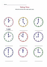 Dizendo as horas (relógio) - ficha de exercício 15