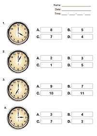 Dizendo as horas (relógio) - ficha de exercício 16