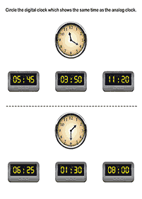 Dizendo as horas (relógio) - ficha de exercício 20