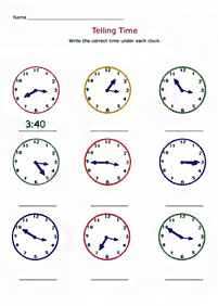 Dizendo as horas (relógio) - ficha de exercício 23