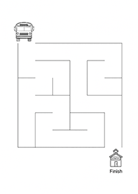 Labirintos simples para crianças - ficha de exercício 1
