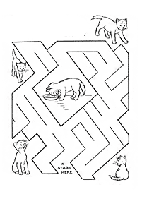Labirintos simples para crianças - ficha de exercício 22