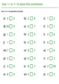 greater than less than - worksheet 17