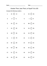 greater than less than - worksheet 32