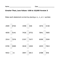 greater than less than - worksheet 56