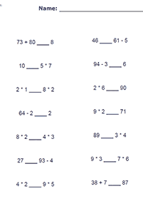 Matemática - Maior, Menor e Igual worksheet