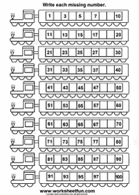 skip counting - fill in the missing numbers - worksheet 64