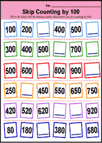 skip counting - fill in the missing numbers - worksheet 65