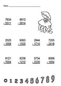 subtraction for kids - worksheet 107