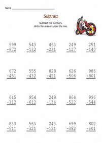 subtraction for kids - worksheet 12