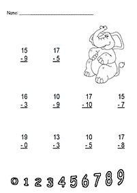 subtraction for kids - worksheet 54