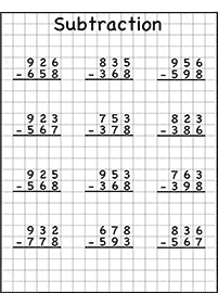 subtraction for kids - worksheet 55