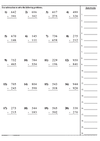 subtraction for kids - worksheet 61