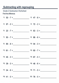 subtraction for kids - worksheet 92