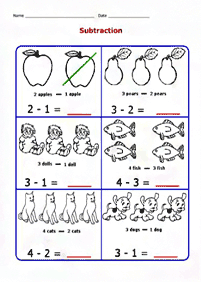 simple subtraction for kids - worksheet 2