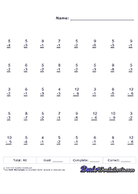 simple subtraction for kids - worksheet 69