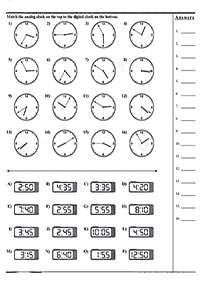 telling the time (clock) - worksheet 80